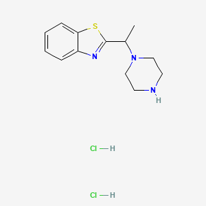 molecular formula C13H19Cl2N3S B2917383 2-[1-(Piperazin-1-yl)ethyl]-1,3-benzothiazole dihydrochloride CAS No. 1052551-34-4