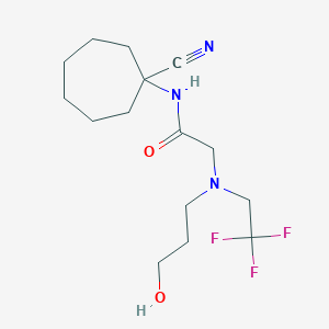 molecular formula C15H24F3N3O2 B2917387 N-(1-cyanocycloheptyl)-2-[(3-hydroxypropyl)(2,2,2-trifluoroethyl)amino]acetamide CAS No. 1281114-84-8