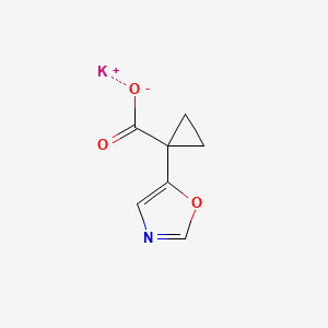 molecular formula C7H6KNO3 B2917414 Potassium;1-(1,3-oxazol-5-yl)cyclopropane-1-carboxylate CAS No. 2375269-61-5