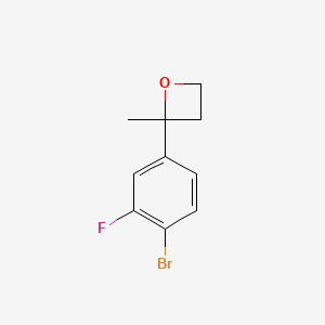 molecular formula C10H10BrFO B2917415 2-(4-溴-3-氟苯基)-2-甲基氧杂环丁烷 CAS No. 2171854-01-4