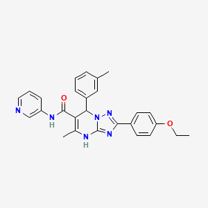 molecular formula C27H26N6O2 B2917419 2-(4-ethoxyphenyl)-5-methyl-N-(pyridin-3-yl)-7-(m-tolyl)-4,7-dihydro-[1,2,4]triazolo[1,5-a]pyrimidine-6-carboxamide CAS No. 539800-13-0