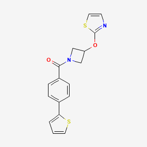molecular formula C17H14N2O2S2 B2917420 (3-(Thiazol-2-yloxy)azetidin-1-yl)(4-(thiophen-2-yl)phenyl)methanone CAS No. 1796957-82-8