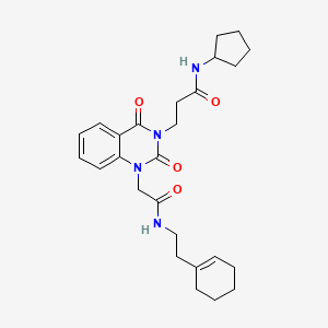 molecular formula C26H34N4O4 B2917430 3-(1-(2-((2-(cyclohex-1-en-1-yl)ethyl)amino)-2-oxoethyl)-2,4-dioxo-1,2-dihydroquinazolin-3(4H)-yl)-N-cyclopentylpropanamide CAS No. 865655-12-5