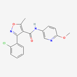 molecular formula C17H14ClN3O3 B2917432 3-(2-chlorophenyl)-N-(6-methoxypyridin-3-yl)-5-methyl-1,2-oxazole-4-carboxamide CAS No. 497060-39-6