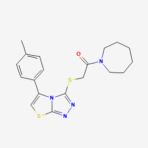 molecular formula C19H22N4OS2 B2917433 1-(Azepan-1-yl)-2-((5-(p-tolyl)thiazolo[2,3-c][1,2,4]triazol-3-yl)thio)ethanone CAS No. 727689-45-4