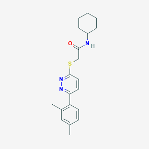 molecular formula C20H25N3OS B2917451 N-环己基-2-((6-(2,4-二甲基苯基)嘧啶-3-基)硫代)乙酰胺 CAS No. 922879-93-4