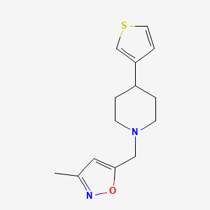 molecular formula C14H18N2OS B2917463 3-甲基-5-((4-(噻吩-3-基)哌啶-1-基)甲基)异恶唑 CAS No. 2034417-70-2