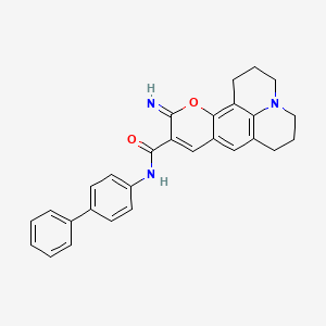 molecular formula C28H25N3O2 B2917465 N-{[1,1'-biphenyl]-4-yl}-4-imino-3-oxa-13-azatetracyclo[7.7.1.0^{2,7}.0^{13,17}]heptadeca-1,5,7,9(17)-tetraene-5-carboxamide CAS No. 902627-25-2