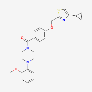 molecular formula C25H27N3O3S B2917466 (4-((4-环丙基噻唑-2-基)甲氧基)苯基)(4-(2-甲氧基苯基)哌嗪-1-基)甲甲烷酮 CAS No. 1257548-92-7
