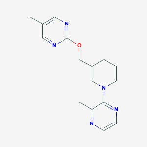 molecular formula C16H21N5O B2917467 2-Methyl-3-[3-[(5-methylpyrimidin-2-yl)oxymethyl]piperidin-1-yl]pyrazine CAS No. 2380056-18-6