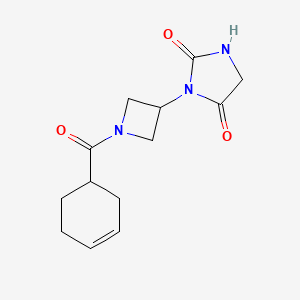 molecular formula C13H17N3O3 B2917478 3-(1-(Cyclohex-3-enecarbonyl)azetidin-3-yl)imidazolidine-2,4-dione CAS No. 2034432-74-9