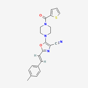 (E)-2-(4-methylstyryl)-5-(4-(thiophene-2-carbonyl)piperazin-1-yl)oxazole-4-carbonitrile