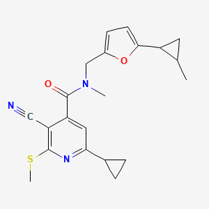3-Cyano-6-cyclopropyl-N-methyl-N-[[5-(2-methylcyclopropyl)furan-2-yl]methyl]-2-methylsulfanylpyridine-4-carboxamide