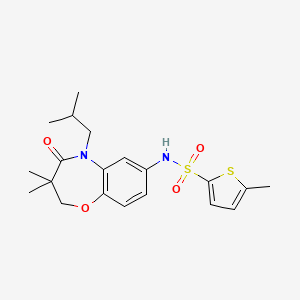 molecular formula C20H26N2O4S2 B2917491 N-(5-isobutyl-3,3-dimethyl-4-oxo-2,3,4,5-tetrahydrobenzo[b][1,4]oxazepin-7-yl)-5-methylthiophene-2-sulfonamide CAS No. 922057-58-7
