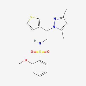 molecular formula C18H21N3O3S2 B2917506 N-(2-(3,5-dimethyl-1H-pyrazol-1-yl)-2-(thiophen-3-yl)ethyl)-2-methoxybenzenesulfonamide CAS No. 2034594-65-3