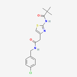 molecular formula C17H20ClN3O2S B2917508 N-(4-(2-((4-chlorobenzyl)amino)-2-oxoethyl)thiazol-2-yl)pivalamide CAS No. 923165-36-0