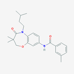 molecular formula C24H30N2O3 B2917511 N-(5-isopentyl-3,3-dimethyl-4-oxo-2,3,4,5-tetrahydrobenzo[b][1,4]oxazepin-8-yl)-3-methylbenzamide CAS No. 921541-36-8