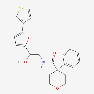 N-(2-hydroxy-2-(5-(thiophen-3-yl)furan-2-yl)ethyl)-4-phenyltetrahydro-2H-pyran-4-carboxamide