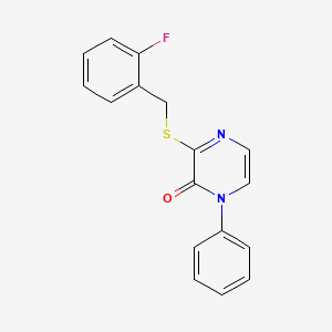 molecular formula C17H13FN2OS B2917542 3-[(2-fluorobenzyl)thio]-1-phenylpyrazin-2(1H)-one CAS No. 895123-38-3