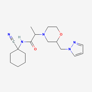 molecular formula C18H27N5O2 B2917559 N-(1-cyanocyclohexyl)-2-{2-[(1H-pyrazol-1-yl)methyl]morpholin-4-yl}propanamide CAS No. 1311433-12-1