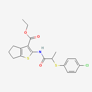 ethyl 2-(2-((4-chlorophenyl)thio)propanamido)-5,6-dihydro-4H-cyclopenta[b]thiophene-3-carboxylate