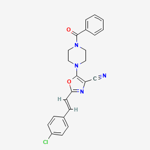 molecular formula C23H19ClN4O2 B2917572 (E)-5-(4-苯甲酰哌嗪-1-基)-2-(4-氯苯乙烯基)恶唑-4-腈 CAS No. 941255-81-8