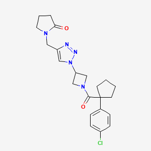 1-((1-(1-(1-(4-chlorophenyl)cyclopentanecarbonyl)azetidin-3-yl)-1H-1,2,3-triazol-4-yl)methyl)pyrrolidin-2-one