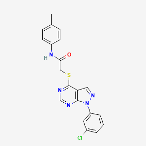 molecular formula C20H16ClN5OS B2917588 2-[1-(3-氯苯基)吡唑并[3,4-d]嘧啶-4-基]硫代-N-(4-甲苯基)乙酰胺 CAS No. 893917-85-6