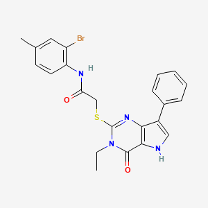 molecular formula C23H21BrN4O2S B2917591 N-(2-bromo-4-methylphenyl)-2-[(3-ethyl-4-oxo-7-phenyl-4,5-dihydro-3H-pyrrolo[3,2-d]pyrimidin-2-yl)sulfanyl]acetamide CAS No. 1261012-88-7