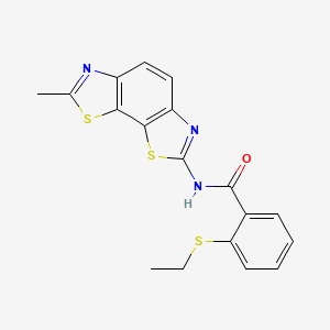 molecular formula C18H15N3OS3 B2917592 2-ethylsulfanyl-N-(7-methyl-[1,3]thiazolo[4,5-g][1,3]benzothiazol-2-yl)benzamide CAS No. 886915-70-4