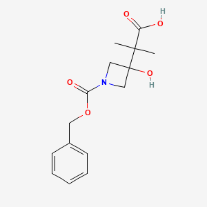 molecular formula C15H19NO5 B2917615 2-(3-Hydroxy-1-phenylmethoxycarbonylazetidin-3-yl)-2-methylpropanoic acid CAS No. 2287279-13-2