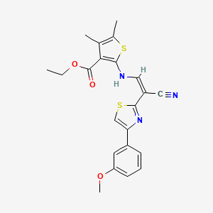 molecular formula C22H21N3O3S2 B2917618 （Z）-乙酸乙酯 2-((2-氰基-2-（4-（3-甲氧基苯基）噻唑-2-基）乙烯基）氨基）-4,5-二甲基噻吩-3-羧酸酯 CAS No. 840499-28-7