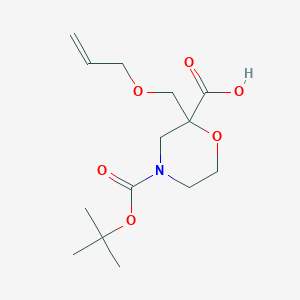 molecular formula C14H23NO6 B2917624 4-[(Tert-butoxy)carbonyl]-2-[(prop-2-en-1-yloxy)methyl]morpholine-2-carboxylic acid CAS No. 2230798-46-4