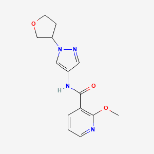 molecular formula C14H16N4O3 B2917628 2-甲氧基-N-(1-(四氢呋喃-3-基)-1H-吡唑-4-基)烟酰胺 CAS No. 1797184-98-5
