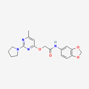 molecular formula C18H20N4O4 B2917632 N-(1,3-benzodioxol-5-yl)-2-{[6-methyl-2-(pyrrolidin-1-yl)pyrimidin-4-yl]oxy}acetamide CAS No. 1030097-27-8
