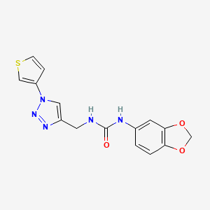 molecular formula C15H13N5O3S B2917636 1-(benzo[d][1,3]dioxol-5-yl)-3-((1-(thiophen-3-yl)-1H-1,2,3-triazol-4-yl)methyl)urea CAS No. 2309309-77-9