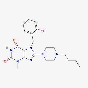 molecular formula C21H27FN6O2 B2917655 8-(4-丁基哌嗪-1-基)-7-(2-氟苄基)-3-甲基-1H-嘌呤-2,6(3H,7H)-二酮 CAS No. 898437-99-5
