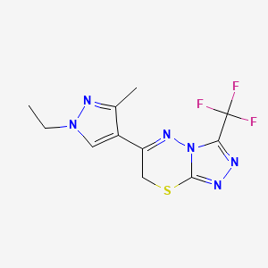 molecular formula C11H11F3N6S B2917656 6-(1-ethyl-3-methyl-1H-pyrazol-4-yl)-3-(trifluoromethyl)-7H-[1,2,4]triazolo[3,4-b][1,3,4]thiadiazine CAS No. 1003993-49-4