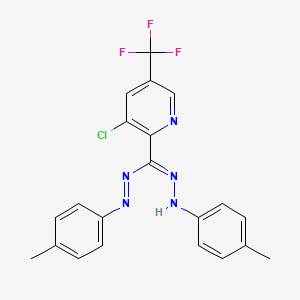 molecular formula C21H17ClF3N5 B2917675 3-chloro-N'-(4-methylanilino)-N-(4-methylphenyl)imino-5-(trifluoromethyl)pyridine-2-carboximidamide CAS No. 400081-95-0