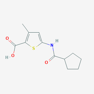 molecular formula C12H15NO3S B2917676 5-[(Cyclopentylcarbonyl)amino]-3-methylthiophene-2-carboxylic acid CAS No. 926266-94-6
