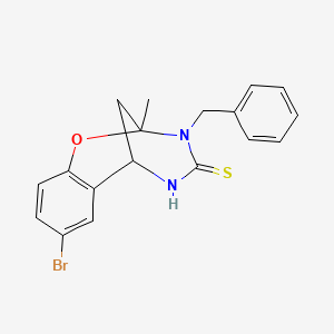 molecular formula C18H17BrN2OS B2917679 3-benzyl-8-bromo-2-methyl-5,6-dihydro-2H-2,6-methanobenzo[g][1,3,5]oxadiazocine-4(3H)-thione CAS No. 1019149-61-1