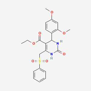 molecular formula C22H24N2O7S B2917681 Ethyl 6-[(benzenesulfonyl)methyl]-4-(2,4-dimethoxyphenyl)-2-oxo-1,2,3,4-tetrahydropyrimidine-5-carboxylate CAS No. 2379995-74-9
