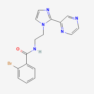 molecular formula C16H14BrN5O B2917713 2-溴-N-(2-(2-(吡嗪-2-基)-1H-咪唑-1-基)乙基)苯甲酰胺 CAS No. 2034633-19-5