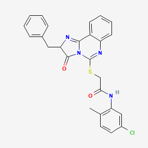 molecular formula C26H21ClN4O2S B2917715 2-((2-benzyl-3-oxo-2,3-dihydroimidazo[1,2-c]quinazolin-5-yl)thio)-N-(5-chloro-2-methylphenyl)acetamide CAS No. 959555-14-7