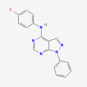 molecular formula C17H12FN5 B2917717 N-(4-fluorophenyl)-1-phenyl-1H-pyrazolo[3,4-d]pyrimidin-4-amine CAS No. 393785-41-6