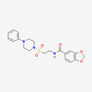 molecular formula C20H23N3O5S B2917726 N-[2-(4-phenylpiperazin-1-yl)sulfonylethyl]-1,3-benzodioxole-5-carboxamide CAS No. 899968-18-4