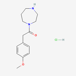 molecular formula C14H21ClN2O2 B2917732 1-(1,4-二氮杂环戊-1-基)-2-(4-甲氧基苯基)乙苯酮盐酸盐 CAS No. 1225452-37-8