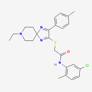molecular formula C25H29ClN4OS B2917733 N-(5-氯-2-甲基苯基)-2-((8-乙基-3-(对甲苯基)-1,4,8-三氮杂螺[4.5]癸-1,3-二烯-2-基)硫代)乙酰胺 CAS No. 1216751-54-0