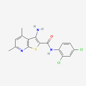 molecular formula C16H13Cl2N3OS B2917745 3-氨基-N-(2,4-二氯苯基)-4,6-二甲基噻吩并[2,3-b]吡啶-2-甲酰胺 CAS No. 691866-95-2