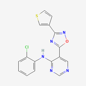 molecular formula C16H10ClN5OS B2917748 N-(2-chlorophenyl)-5-[3-(thiophen-3-yl)-1,2,4-oxadiazol-5-yl]pyrimidin-4-amine CAS No. 2379949-17-2